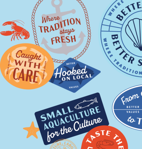 Better Values Better Seafood sticker collage