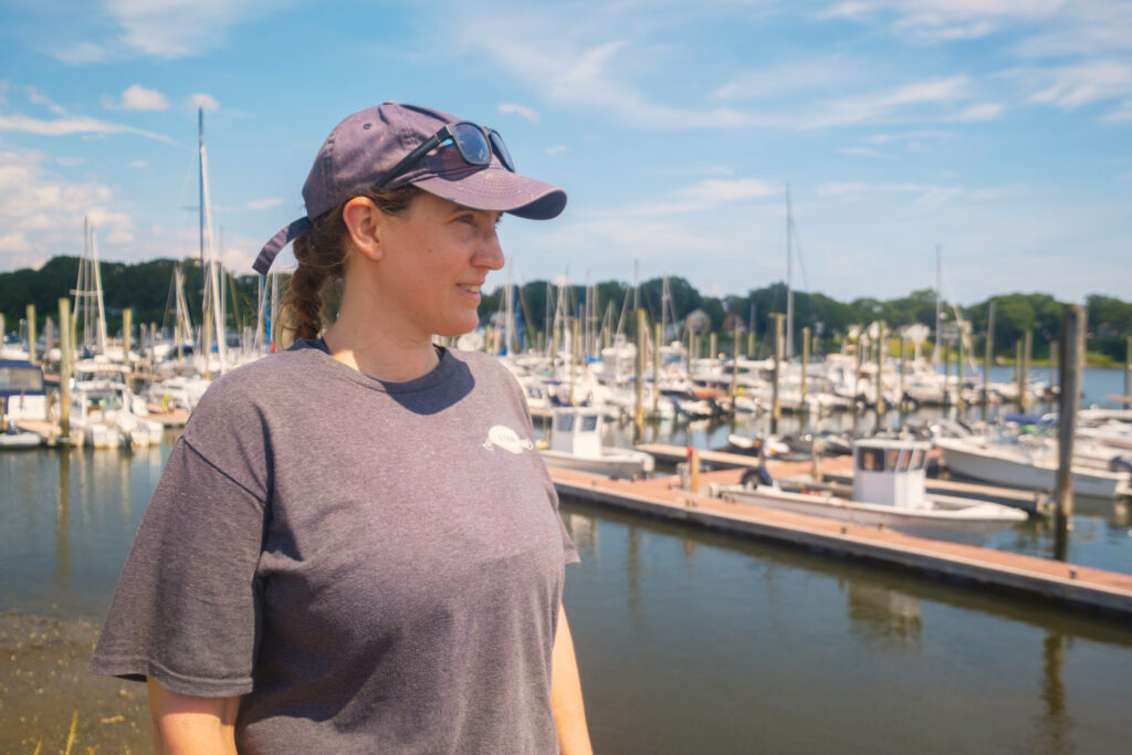 Woman at marina